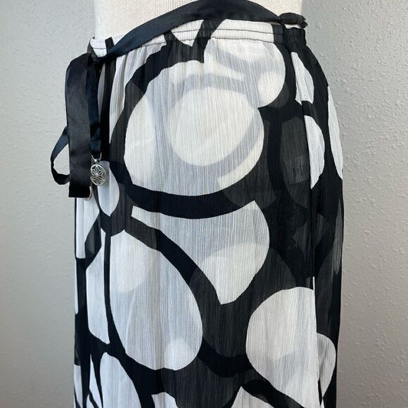 Multiples Black and White Floral Midi Skirt Size Petite Small EUC - Picture 7 of 9